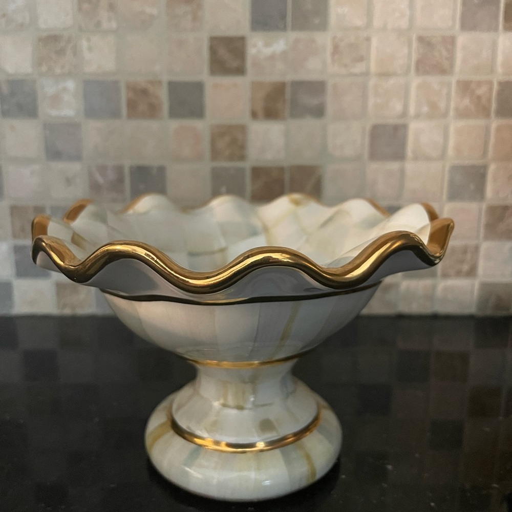 MacKenzie Childs Small Parchment Ceramic Compote - Rarest of the Rare! - Picture 5 of 16